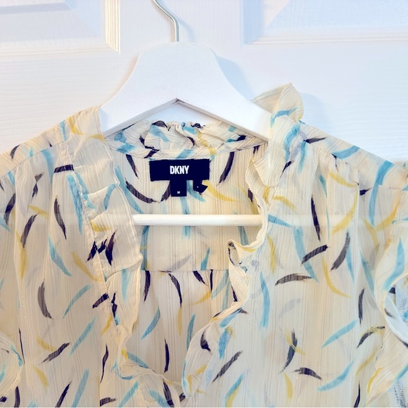 DKNY sheer blouse with watercolour strokes and subtle shimmer - Picture 2 of 2
